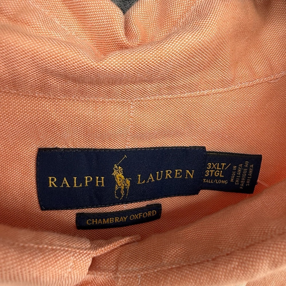 Ralph Lauren Men's 3XLT Peach Chambray Oxford Short Sleeve Button-Up Shirt - Picture 2 of 6